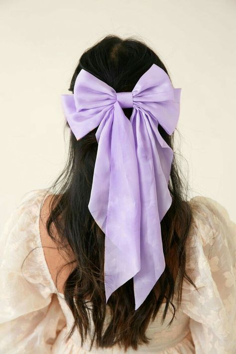 Purple Hair Ribbon, Purple Hair Bow, Purple Hair Bows, Large Hair Bow, Oc Aesthetic, Black Hair Bows, Half Up Half Down Hair Prom, Big Hair Bows, Large Hair Bows