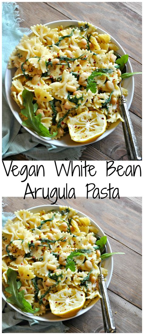 Vegan White Bean Arugula Pasta - Rabbit and Wolves White Bean Pasta, Rabbit And Wolves, Arugula Pasta, Arugula Recipes, Bean Pasta, Healthy Weeknight Meals, Vegan Pasta, White Bean, Vegan Dinner