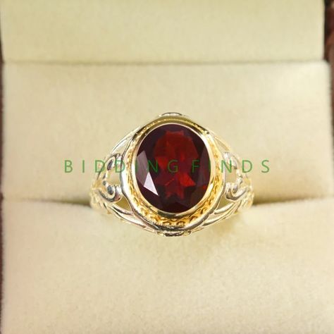 Garnet Ring Engagement, Elegant Rings, Ring Art Deco, Men Ring, Gem Ring, Garnet Ring, Deco Ring, Garnet Stone, Elegant Ring