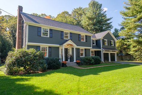 Weston Update and Add - Traditional - Boston - by D.R.M. Design Build, Inc. | Houzz Colonial Remodel Exterior, Colonial House Exterior Colors, Garrison Colonial, Colonial Facade, Colonial Remodel, Contemporary Colonial, Colonial House Exteriors, Exterior House Remodel, Exterior Renovation