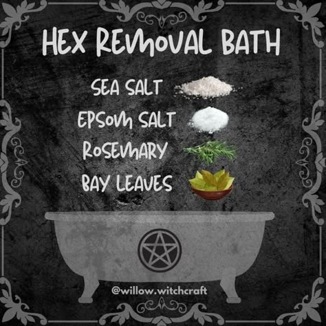 Hex Removal Bath, Hex Removal, Spiritual Baths, Cleansing Bath, Hoodoo Spells, Banishing Spell, Witchcraft Spells For Beginners, Money Spells That Work, Witch Tips