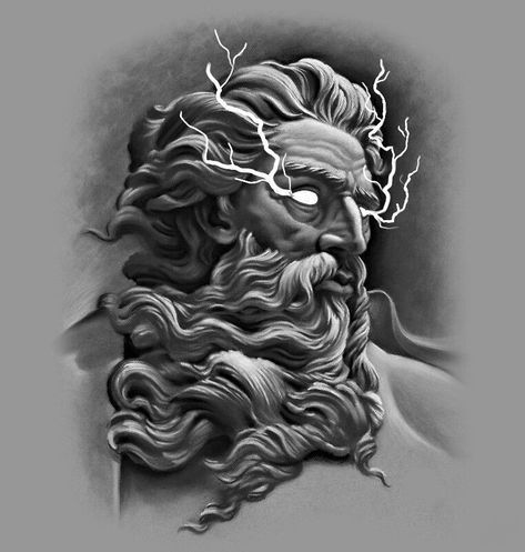 Zeus Back Tattoo, Poseidon Tattoo, Zeus Tattoo, Greek Mythology, Back Tattoo, Tattoo Designs, Tattoos