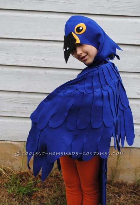 This is a blue Macaw Parrot Costume, Handmade by (Me) a stay at home mom and freelance artist This costume is based around a blue tshirt layere Blue Bird Costume, Blue Macaw Parrot, Jungle Book Costumes, Owl Halloween Costumes, Parrot Costume, Parrot Wings, Happy Owl, Owl Costume, Blue Macaw