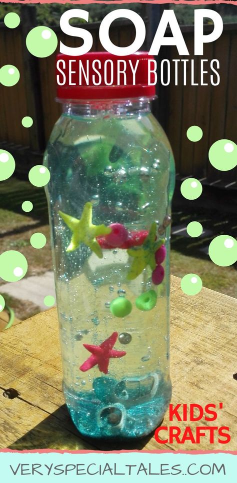 Liquid Sensory Bottles, Water Sensory Bottles, Water Bottle Activities, Water Bottle Diy Crafts, Calming Bottles For Kids Diy, Sensory Diy For Kids, Sensory Bottles With Glue, Calming Jars For Kids Diy, Diy Water Bottle Crafts