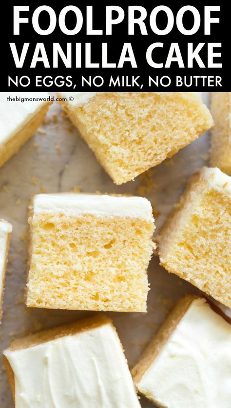 Delicious Vanilla Cake Recipe, Cake No Eggs, Crazy Cake Recipes, Dairy Free Cake Recipe, Gluten Free Vanilla Cake, Vegan Vanilla Cake, Easy Vanilla Cake, Egg Free Cakes, Wacky Cake