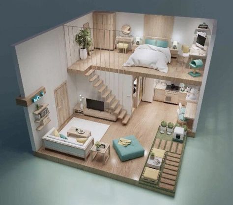 One Bedroom House Plans, Cottage Bloxburg, Tiny Loft, Fall Bloxburg, Loft House Design, One Bedroom House, Tiny House Loft, House Bloxburg, House Floor Design