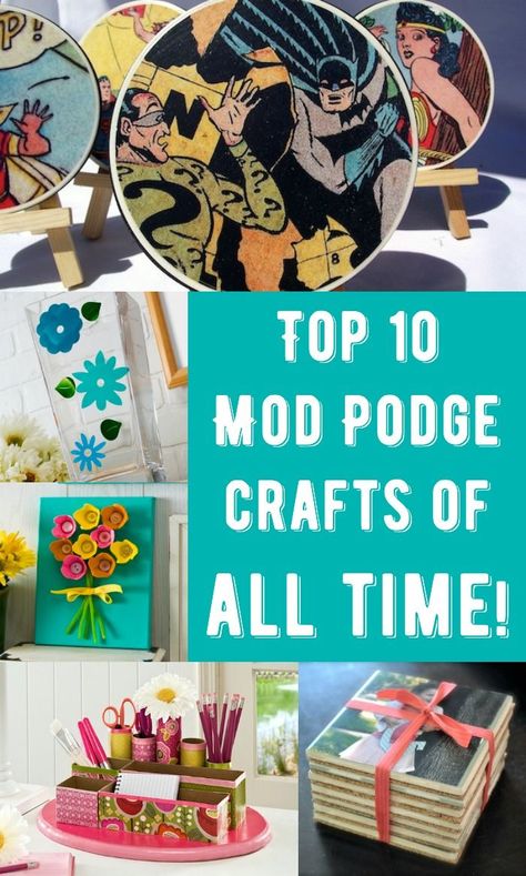 These are the top 10 Mod Podge crafts on Mod Podge Rocks, a blog all about decoupage - the most popular according to page views for the last eight years! Mod Podge Projects, Diy Mod Podge, Party Girlande, Mod Podge Crafts, Foto Transfer, Decoupage Diy, Popular Crafts, Do It Yourself Crafts, Crafty Diy