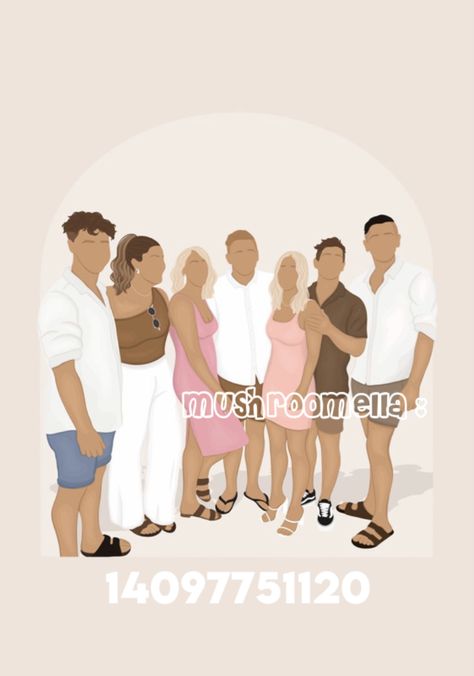 Friendship Cartoon, Family Picture Drawing, Custom Illustrated Family Portrait, Family Decal, Picture Codes, Cute Family Pictures, Roblox House, Preppy Decal, Bloxburg Decals Codes Aesthetic