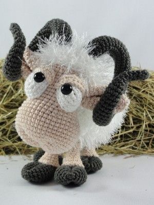 Rambert the Ram – Amigurumi Crochet Pattern | Diy Crochet Animals, Mini Hello Kitty, Happy Sunflower, Sheep Crafts, Bargello Needlepoint, The Ram, Crochet Animals Free Patterns, Knitted Animals, Sunflower Pattern