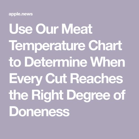 Use Our Meat Temperature Chart to Determine When Every Cut Reaches the Right Degree of Doneness Temperature For Pork Chops, Pork Chops Temperature When Done, Smoked Meat Temperature Chart, Temperature For Medium Rare Steak, Meat Temperature Chart, Meat Temperature Guide, Temperature Chart, Diy Mixes, Cooking Chicken