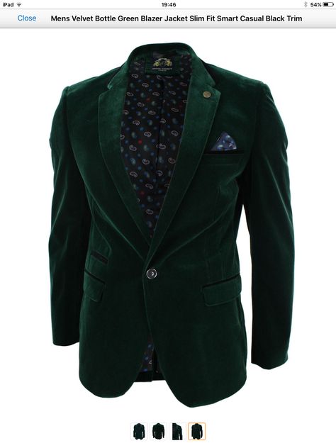 Tennessee Williams, Style Formal, Green Blazer, Bottle Green, Velvet Material, Casual Black, Black Trim, Smart Casual, Blazer Jacket