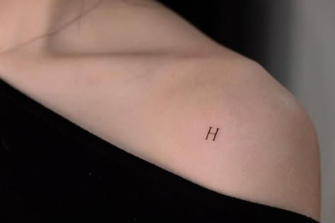 Initial Tattoo Placement For Women, H Tattoo Letter Design, H Initial Tattoo, H Letter Tattoo, H Tattoo Letter, Letter H Tattoo, Tatoo Pic, Letter Tattoos Initials, Small Letter Tattoo