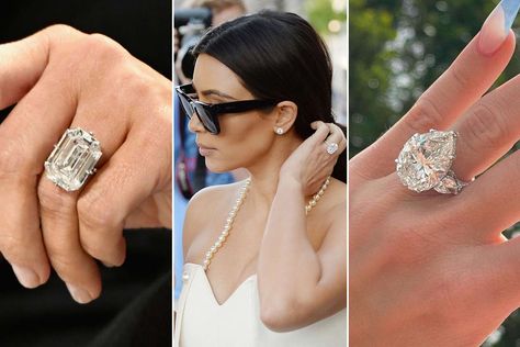 See Every Kardashian and Jenner Engagement Ring: From Kim’s 20-Carat Rock to Kourtney’s Custom Oval Diamond Kim Kardashian Engagement Ring Kanye, Kim Kardashian Ring, Kim Kardashian Engagement Ring, Famous Engagement Rings, Kanye West And Kim, Kardashian And Jenner, Multiple Rings, Detailed Engagement Ring, Pave Band