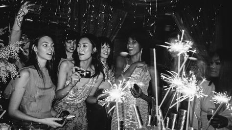 A fashionable motley crew assembled to toast the iconic brand’s 125th anniversary. Party Fashion Editorial, Party Editorial, Pink Latex Dress, Message For Best Friend, Hanne Gaby Odiele, Studio 54, Vogue Magazine, New Year’s Eve, Fashion Editorial