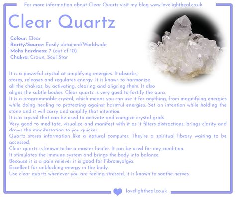 Clear Quartz Image Quartz Healing Properties, Clear Quartz Meaning Crystal Healing, Pearl Magical Properties, Clear Quartz Affirmation, Crystal Healing Chart, Magic Stones, Magic Herbs, Quartz Colors, Spiritual Crystals