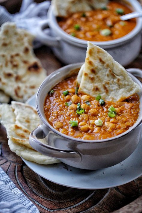 Chickpea and red lentil soup Lentil And Chickpea, Soup Winter, Red Lentil Recipes, Red Lentil Soup Recipe, Columbia Tennessee, Cooked Chickpeas, Thyme Salt, Lentil Soup Recipe, Sweet Onions