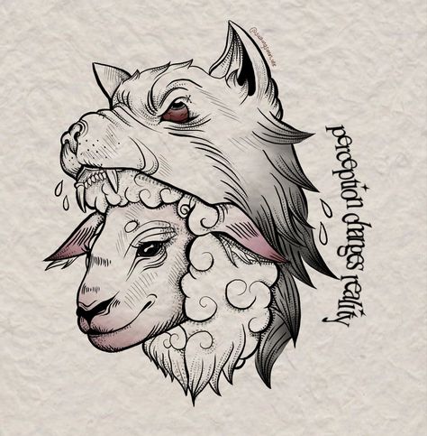 Wolf In Sheeps Clothing Drawing, American Traditional Lamb Tattoo, Sheep In Wolves Clothing Tattoo, General Tattoo, Sheep In Wolves Clothing, Black Sheep Tattoo, Lamb Drawing, Lamb Tattoo, Sheep Tattoo