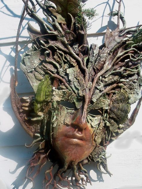 Plant monster Goddess Spirituality, Plant Monster, Green Woman, Butterfly Mask, Nature Goddess, Tree People, Tree Spirit, Nature Spirits, Spirited Art