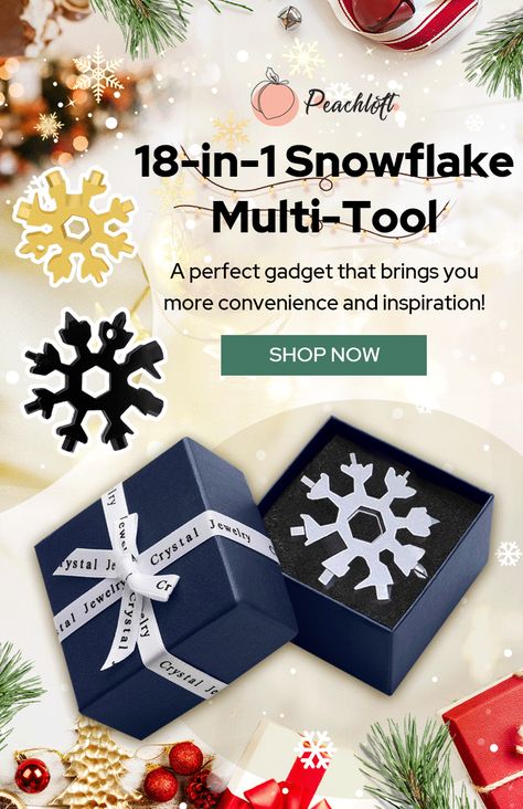 18-in-1-snowflake-multi-tool-2 – Peachloft Christmas Food Gift Baskets, Bike Tool Kit, Food Gift Baskets, Christmas Food Gifts, Rainbow Roses, Snowflake Design, Black Gift Boxes, Multi Tool, Snowflake Designs