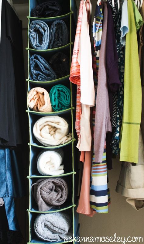 How to organize vertical space in the closet - Ask Anna Creative Closet Organization, Closet Organization Solutions, Cheap Closet, Closet Solutions, Hanging Shoe Rack, Closet Door Makeover, Organized Closet, Creative Closets, Closet Organization Ideas