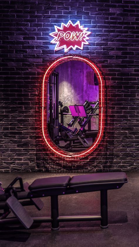 // m i r r o r Retro Gym Interior, Gym Mirror Design, Mirror In Gym, Gym Mirror Ideas, Gym Mirror Wall, Home Gym Wall Decor, Fitness Interior, Strength Art, Music Restaurant