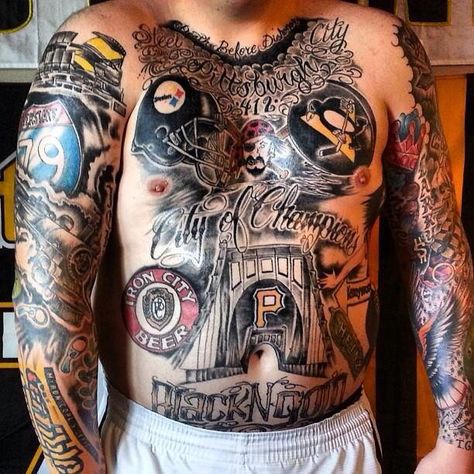 steelers tattoos Penguins Tattoo, Steelers Tattoos, Pittsburgh Tattoo, Quick Work Hairstyles, Easy Office Hairstyles, Half Sleeve Ideas, Steelers Wallpaper, Heart Shaped Face Hairstyles, Pittsburgh Steelers Wallpaper