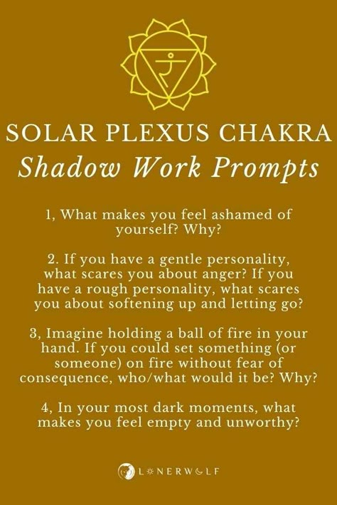 Which of these is your favorite Solar Plexus Chakra shadow work journaling prompt? If you want to explore more shadow work prompts covering each of the seven chakras, keep reading ... #shadowwork #shadowworkprompts #chakrajournaling Shadow Work Throat Chakra, Shadow Work For Fear, Sacral Chakra Shadow Work Prompts, Fear Of Being Seen Shadow Work, Fear Shadow Work, Root Chakra Shadow Work Prompts, Shadow Work For Men, Chakra Shadow Work Prompts, Chakra Shadow Work