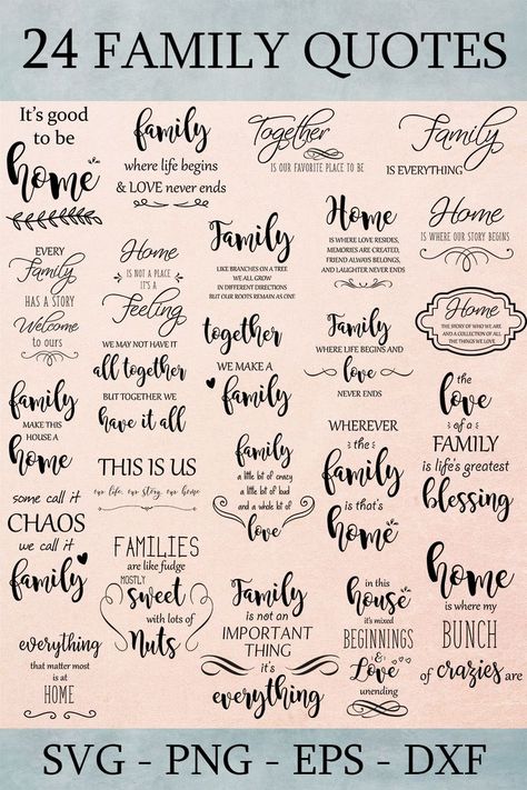 Family svg cut files. Home quotes, perfect for your shirts, mugs, bags, paper products, etc. Available to download immediately. Quotes For Scrapbook, Silhouette Family, Tagging Quotes, Home Quotes, Team Quotes, Garden Tool Shed, Family Svg, Coral Print, Different Quotes