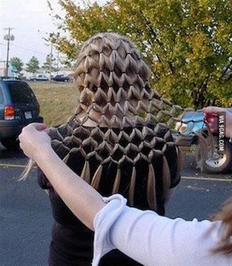 Hair styling level: Big sister - 9GAG Hairstyles Pigtails, Short Hairstyles Fine, Hairstyles Bun, Wacky Hair Days, Long Hair Video, Crazy Hair Day, Hair Braid Videos, Hairstyles Volleyball, Game Day Hair