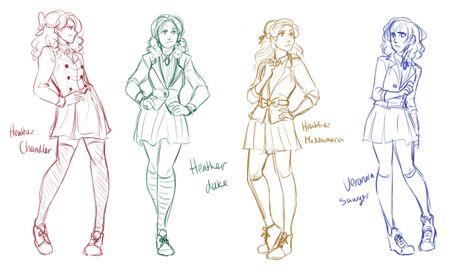 Sketch of the Heathers The Heathers, Heathers Fan Art, Heathers Movie, Heathers The Musical, Theatre Geek, Theatre Nerds, Theatre Life, Dear Evan Hansen, Broadway Musicals