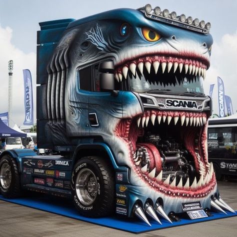 Crazy Vehicles, Predator Artwork, Big Ford Trucks, Classic Cars Chevy, Customised Trucks, Monster Car, Custom Big Rigs, Digital Art Gallery, Show Trucks