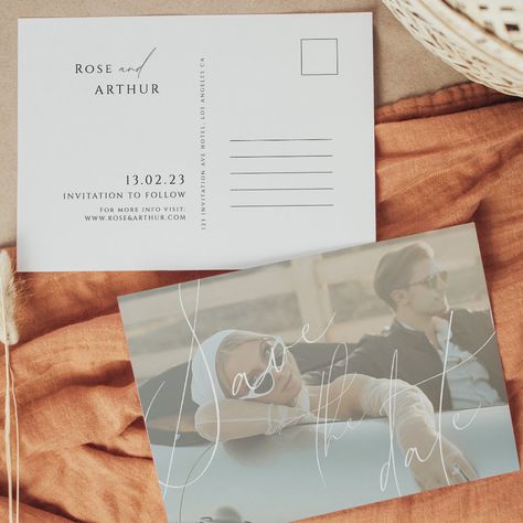 Fall Save The Dates, Save The Date Post Card, Postcard Save The Date, Wedding Save The Date Postcard, Simple Save The Date Postcard, Modern Romantic Save The Date, Save The Date Postcard Minted, Contemporary Save The Date, Engagement Announcement Cards