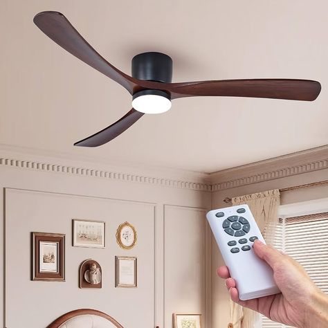 Amazon.com: HUMHOLD 60" Wood Ceiling Fan with Lights Remote, Reversible DC Motor 6-Speed Ceiling Fan, 3 Blades Low Profile Flush Mount Ceiling Fans, Modern Ceilingfans for Low Profile, Walnut and Matte Black : Tools & Home Improvement Bedroom Lighting Ceiling Fan, Low Profile Ceiling Fan With Light, Farmhouse Fan, Ceiling Fans Modern, Sunrise House, Flush Mount Ceiling Fans, Modern Ceiling Fan With Light, Bedroom Ceiling Fan, Wood Ceiling Fan