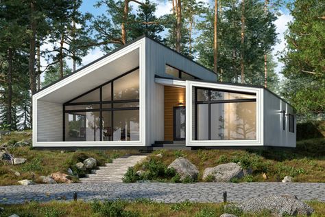 Eco Project, Summer House Design, Hillside House, Long House, Modern Barn House, Casa Container, Prefabricated Houses, Architecture Design Concept, Beach House Design