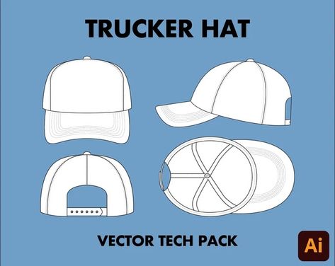 Hat Tech Pack, Trucker Hat Template, Travelling Fits, Trucker Hat Mockup, Streetwear High Fashion, Hoodie Template, Hat Mockup, Vector Clothes, Hat Bar