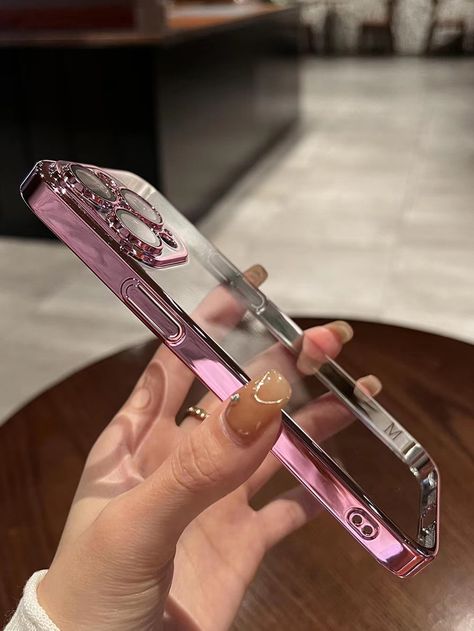 Electroplated Clear Phone CaseI discovered amazing products on SHEIN.com, come check them out! Rose Phone Case, Mirrors Film, Luxury Plates, Phone Camera Lens, Apple Brand, Glass Protector, Transparent Phone Case, Hard Phone Cases, Clear Iphone Case