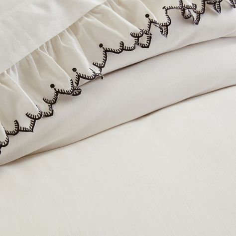 Ruffle Duvet Cover, Emily And Meritt, Dreams Do Come True, Soft Duvet Covers, Pottery Barn Teen, A White Background, Sweet Dreams, Guest House, Pottery Barn