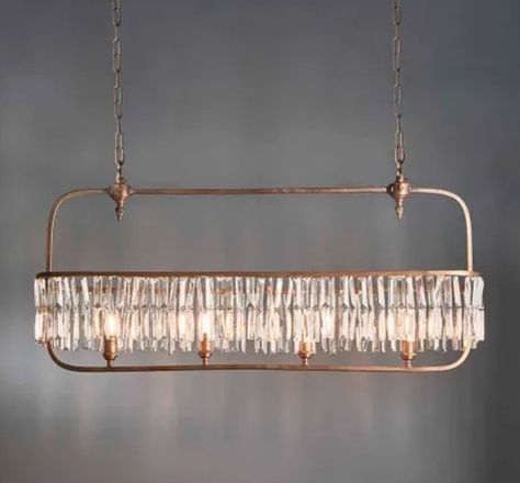 Horizontal French Style Crystal Chandelier - Creative Lighting Solutions Scandinavian Eclectic, Contemporary Style Interior, Long Chandelier, Rectangular Chandelier, Bracket Lights, Festoon Lighting, Crystal Prisms, Luxury Lighting, Brass Frame