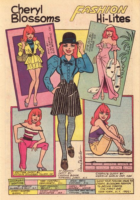 Comic Book Outfit, Cheryl Blossom Drawing, Archie Comics Fashion, Archie Comics Aesthetic, Old Comics Aesthetic, Cheryl Blossom Comics, Cheryl Blossom Archie Comics, Riverdale Comics, Vintage Anime