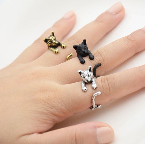 -30% OFF & Free Shipping! Gold Cat Ring, Animal Themed Jewelry, Gold Wrap Ring, Dog Wrap, Dog Ring, Silver Wrap Ring, Cat Ring, Animal Rings, Bronze Gold