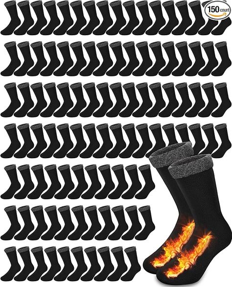 Amazon.com: Henoyso 150 Pairs Thermal Socks Bulk Socks Thick Winter Socks Unisex One Size Socks for Men Women Homeless Care Package, Black : Clothing, Shoes & Jewelry Bulk Socks, Homeless Care Package, Thermal Socks, Womens Fashion Inspiration, Winter Socks, Socks For Men, Black Clothing, Tailored Blazer, Womens Clothes