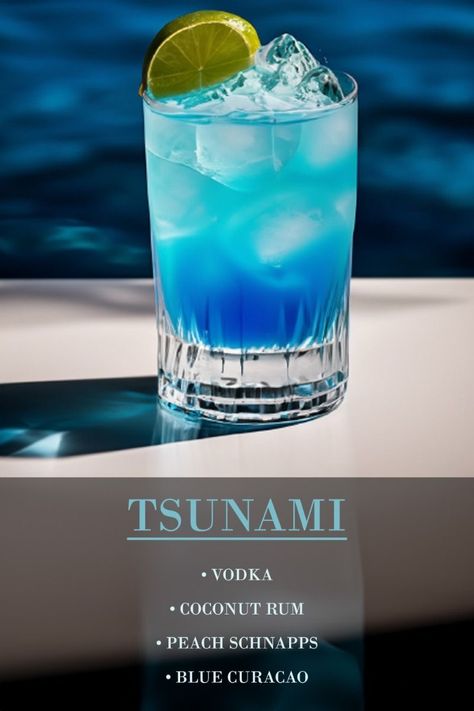 Blue Cocktail Recipes, Shots Drinks, Bartender Drinks Recipes, Bartender Drinks, Liquor Recipes, Cocktail Drinks Alcoholic, Mixed Drinks Alcohol, Yummy Alcoholic Drinks, Rum Drinks