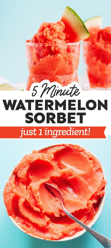 Sorbet Recipes Easy, Watermelon Sorbet Recipes, Watermelon Sorbet, Watermelon Ice Cream, Banana Nice Cream, Dessert Summer, Frozen Watermelon, Watermelon And Lemon, Healthy Summer Desserts