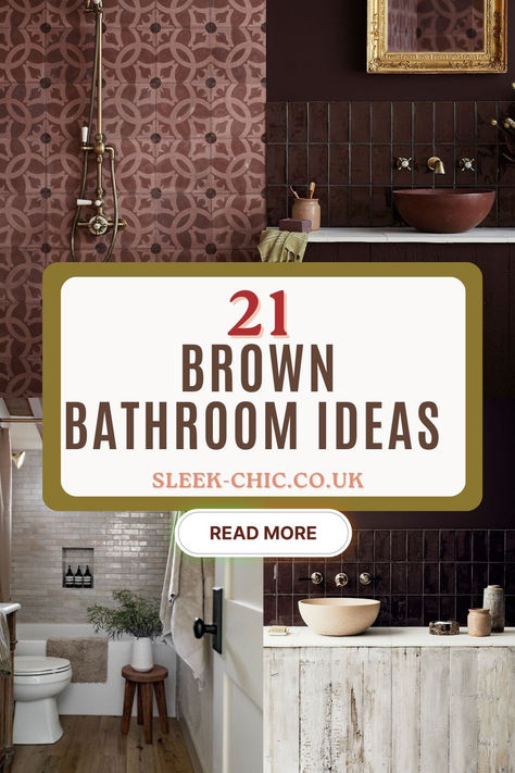 21 brown bathroom ideas Brown Tile Master Bath, Bathroom Ideas With Brown Granite, Brown Tile Bathroom Ideas Color Palettes, Brown Bathroom Tile Ideas, Bathroom With Brown Tile, Brown Tile Shower, Bathroom Brown Tile, Tan Bathroom Ideas, Brown Bathroom Walls