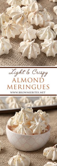 How to make perfectly crispy double almond meringue cookies, a low calorie cookie recipe at only 15 calories each! Meringue Recipes, Almond Meringue, Low Calorie Cookies, Vegan Shortbread, Meringue Recipe, Monk Fruit, Code Red, Brownie Bites, Meringue Cookies