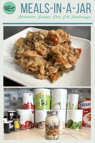 One Pot Jambalaya Recipe, Meal In A Jar, Thrive Life Recipes, Freeze Dried Food Storage, Unstuffed Peppers, Thrive Recipes, Soup In A Jar, Jar Recipes, Jambalaya Recipe