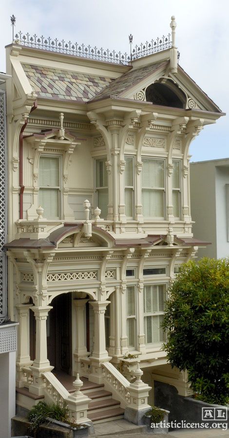 Stick Victorian House, Victorian House Facade, Victorian Architecture Exterior, Victorian House Exterior, Blue Victorian House, Small Victorian House, Victorian Facade, White Victorian House, Old Style House