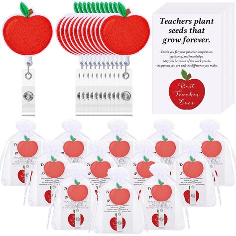 PRICES MAY VARY. A Treat for Educators: celebrate teachers and teaching staff with our handy set, crafted with care just for them; Each package comes with 12 beautiful designed apple badge reels, 12 appreciation cards, and 12 organza gift bags; This set balances value and practicality, making it an ideal choice for teacher badge reel needs Handy Compact Dimensions: each teacher badge holder measures approximately 1.57 x 1.57 inches/ 4 x 4 cm, small enough for comfort, yet not easily misplaced; A Teacher Badge Reel Craft Molds, Themed Customizable Badge Reel As Gift, Personalized Multicolor Badge Reel For Teacher Appreciation, Teacher Badge Holder, Cheap Customizable Red Badge Reel, Multicolor Retractable Badge Reel For Gift, Back To School Gifts For Teachers, Teacher Badge, Best Teacher Ever