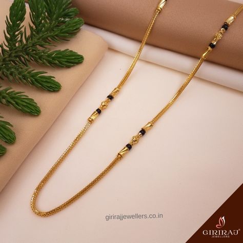 22K Gold Mangalsutra Chain Mangal Sutra Chain Designs, Full Gold Mangalsutra Designs, Gold Chain For Mangalsutra, Double Chain Mangalsutra Gold, Mangalasutram Chain Designs Latest, Magalsutram Chain Designs, Mangalya Chain Designs Gold Latest, New Mangalsutra Designs Gold, Karimani Chain Designs