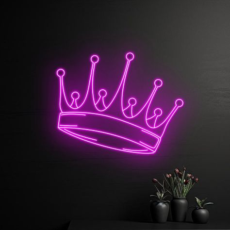 #NeonSignNames #NeonInspiration #NeonSigns #BrightIdeas Neon Crown, Crown Neon Sign, Prince Room, Queen Logo, Bright Colors Art, Money Wallpaper Iphone, Royal Logo, Crown Art, Logo Neon